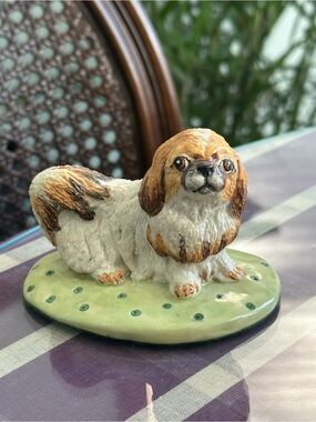 Small Dog Figurine - White and Brown